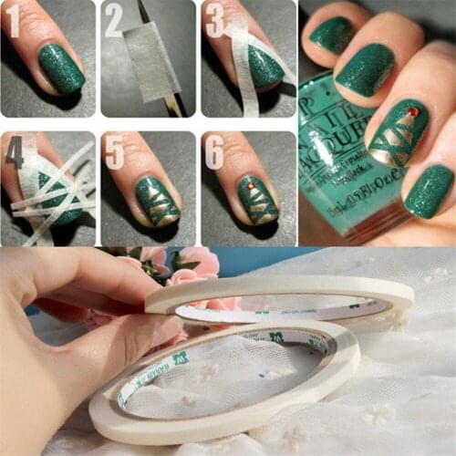 3/4/5/6/7/8 mm Width 12 m Length White Nail Art Stripe Adhesive Tape Nail Art Nail Pattern Design DIY Stickers Tools Accessories