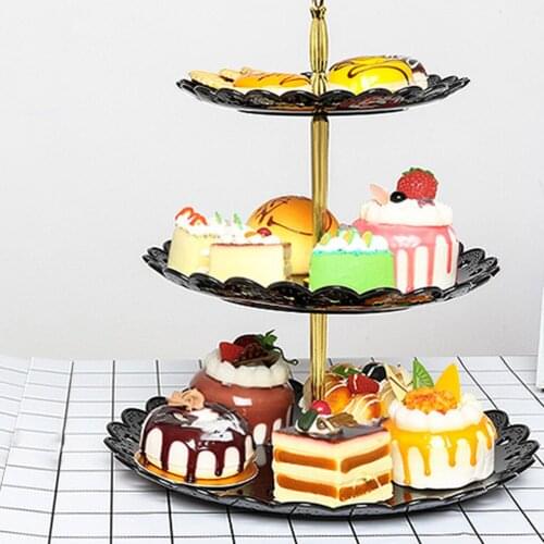 3-Tier Plastic Cupcake Stand Dessert Plate Mini Cakes Fruit Candy Display Tower for Birthday Party, White