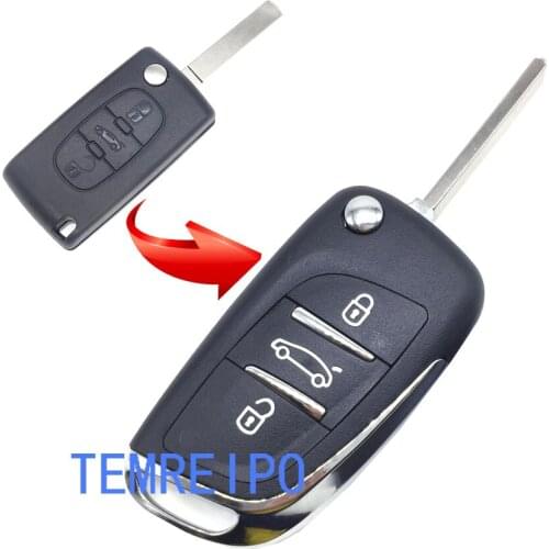 3 Button Modified Key Fob Shell for Citroen C2 C3 C4 Hatch Coupe VTR Berlingo C6C8 Remote Flip Folding Keyless Case