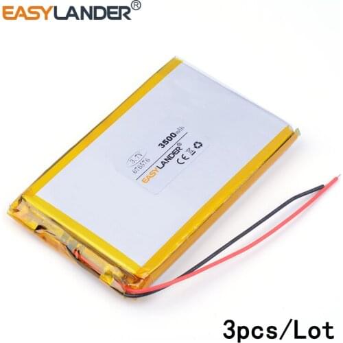 3pcs /Lot 3500mAH 676576 3.7v lithium Li ion polymer rechargeable battery for tablet pc GPS mp3 mp4 cell phone speaker