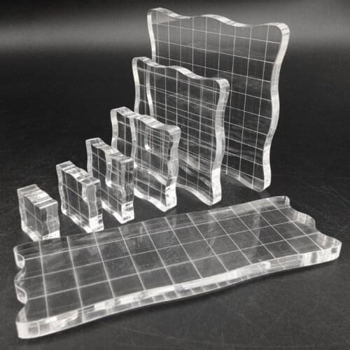 7Pcs/set Transparent Acrylic Clear Stamp Block Pad Scrapbooking DIY Handmade Tool Curve Edges Stamping