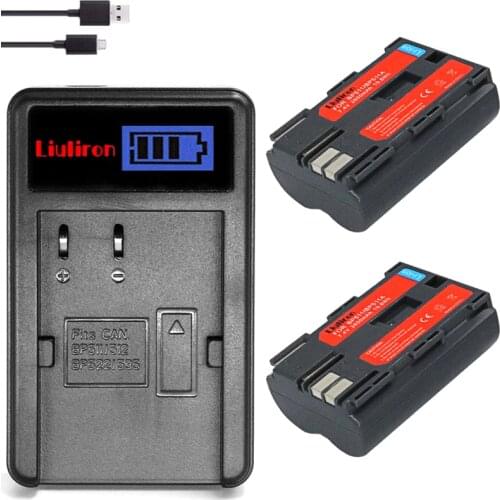 2pcs 2650mAh BP-511 BP 511 BP511 BP511A Battery + LCD USB Dual Charger for Canon EOS 40D 300D 5D 20D 30D 50D