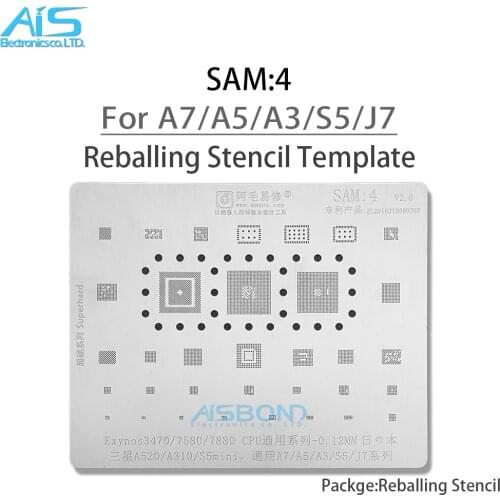 Amaoe SAM4 BGA Reballing Stencil For Samsung A7 A5 A3 S5 J7 A520 A310 S5Mini Exynos 3470 7580 7880 CPU Planting Tin Net Repair