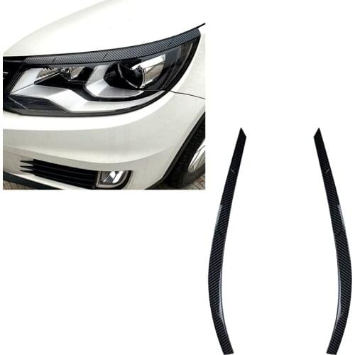 AU05 -for Tiguan MK1 2011-2016 Carbon Fiber Car Sticker Front Headlights Eyebrow Eyelid Trim Cover Accessories ABS