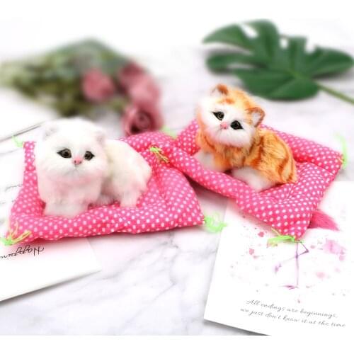 Auto Accessories Car-Styling Simulation Plush Cat Doll With Sound Cute Kitten Toys Dashboard Decoration Car Ornament