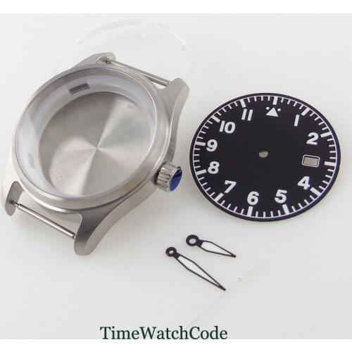 39mm Watch Case Dial Hands Spare Parts Fit For NH35 NH35A Sapphire Glass 200M Waterproof Brushed Case Screw In Crown