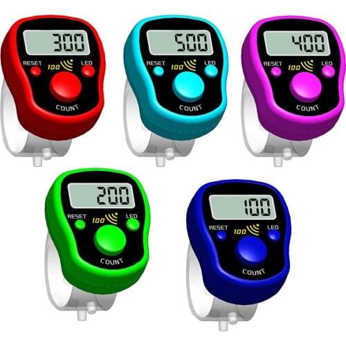 Finger Counter Digital LED Electronic Handheld Tally Counter Clicker Finger Ring Golf Digit Stitch Marker Random Color