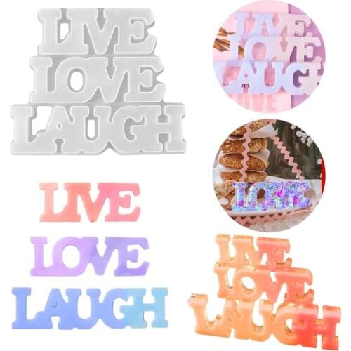 DIY Epoxy Resin Live/Love/Laugh Word Sign mold English Letters Silicone Mold For Room Listing Table Decoration Handmade Crafts