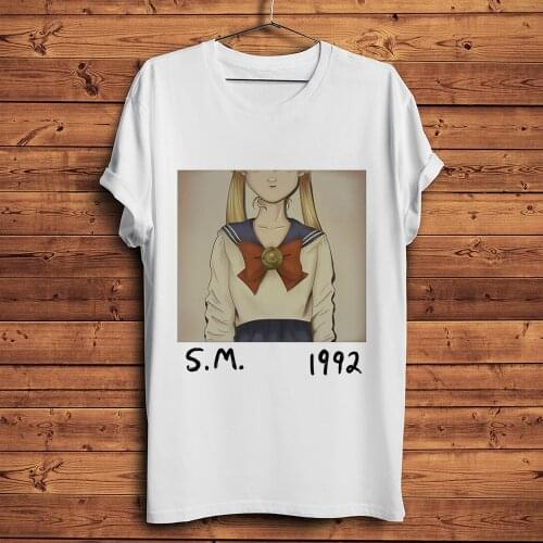 Vintage sailor cover funny anime t shirt homme summer new white short sleeve men casual tshirt unisex streetwear tee