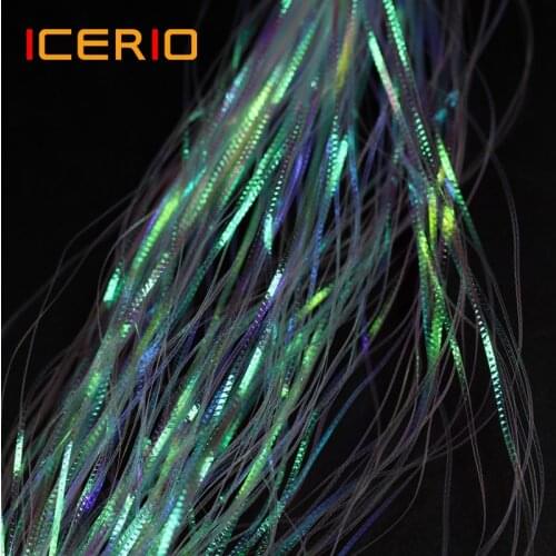 ICERIO 1 Pack Rainbow Fish Skin Corrugated Flash Strands Gliss Glow Flash Iridescent Flashbou Synthetic Fly Tying Materials
