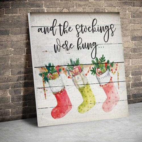 Framed Stockings Hung Were Canvas Paintings Christmas Posters Wall Art Canvas Prints Pictures Kids Room Home Wood Inner Frame