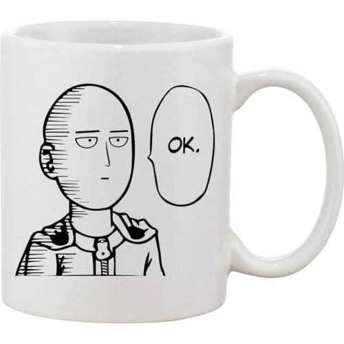 Saitama One Punch Man Ok Ceramic Coffee Mug White 11 Oz-in Mugs Gift Tea Milk Cup Mugs