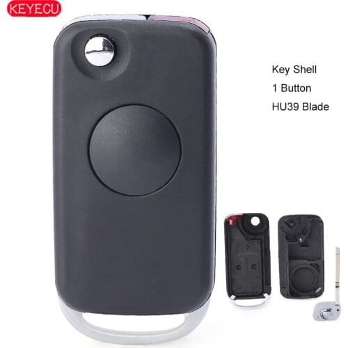 KEYECU 2PCS/Lot Flip Remote Key Shell 1 Button for Mercedes-Benz C E ML S HU39 Blank Blade