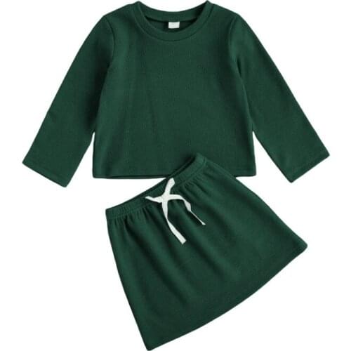 Kids Baby Girls Set Long Sleeve Solid Color Top and Skirt Set Children Girls Clothes Outfits Infant Clothing