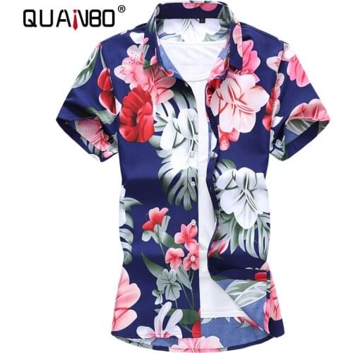 Men Autumn Printing Shirt 2020 New Arrival Mens Casual Short Shirt Fashion Floral Navy Blue Hawaiian Shirt Plus Size 5xl 6xl