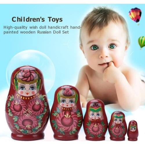 5 Layer Wooden Russian Nesting Doll Matryoshka Set Novelty Hand Painted for Kids Adult Birthday Gift Home Decor brinquedos