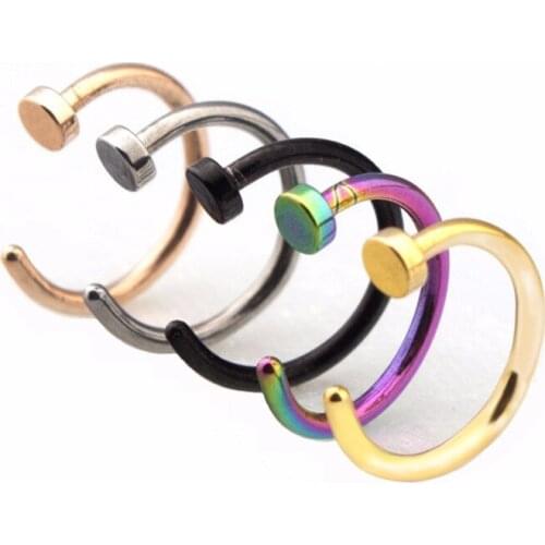 Fashion Cute Fake Piercing Medical Titanium Nose Ring Women Stainless Steel Body Clip Hoop Septum Jewelry Girls Party Gift