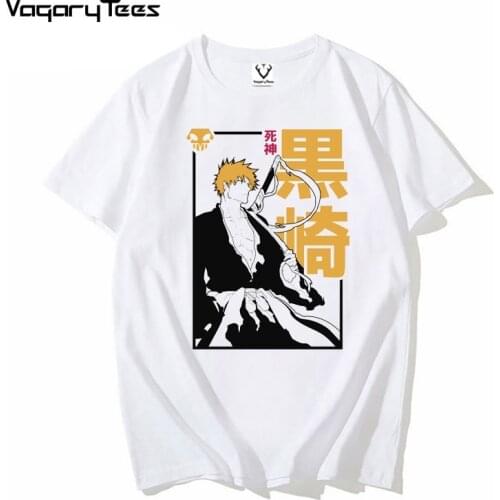 Fashion JAPAN manga unisex streetwear t-shirt BLEACH Ichigo funny anime t shirt men new white casual tshirt homme