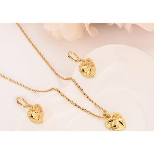 Fashion Bridal Jewelry Sets love Heart Earring pendant necklace wedding bridal Jewelry Sets for Women gifts