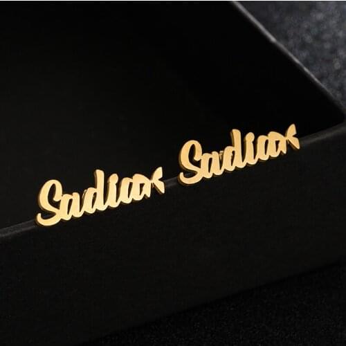 Fashion Stainless Steel Personalized Customize Name Stud Earrings 2020 Jewelry For Women Girls Gold color Letter Earring