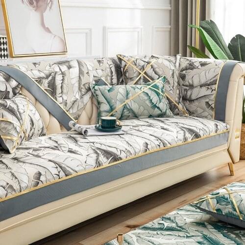 Soft Short Plush Grey Color Sofa Towel European Brief Thicken Quilted Sofa Cover Slip Resistant European Couch Cover