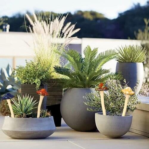 4pcs Mushroom Model Statue Set Ceramic Crafts Succulent Flower Pot Courtyard Greening Mini Garden Decoration Glazed Mushrooms