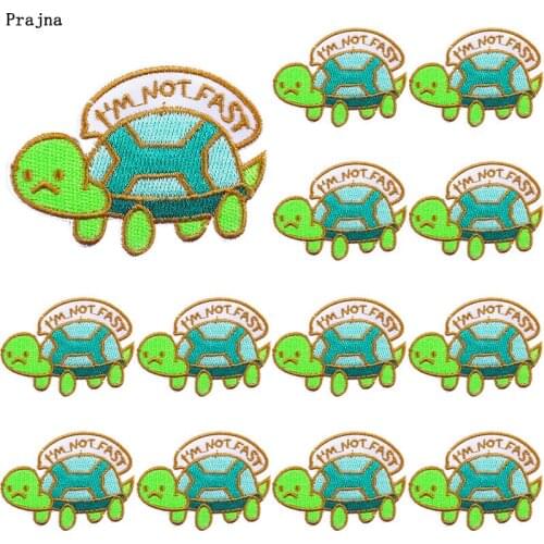Prajna 10 PCS Cute Tortoise Patches On Clothes Kids T Shirt Applique Cartoon Animal Embroiedred Patches For Clothing Sticker