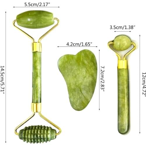 Jade Roller Gua Sha Massage Anti-Aging for Eye Puffiness Treatment Skin Tightening Rejuvenate Face Neck C1FF