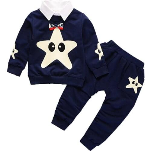 New Fashion Baby Clothes Children Boys Girls Removable Collar T-shirt Pants 2Pcs/Sets Kids Cartoon Clothing Toddler Tracksuits