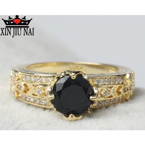 2020 new fashion exquisite jewelry high quality retro stripes 18K gold black agate female diamond ring engagement wedding gift