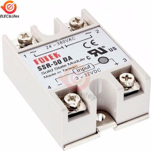 SSR-40DA AC SSR Single Phase Solid State Relay 100A SSR-10DA SSR-25DA SSR-50DA SSR-100DA DC To AC Control Relay 3-32V to 24-380V