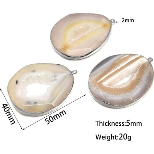 Natural Stone Agates Necklace Pendants Charm For Gold Plating Crystal Pendant Slices Pendant For Jewelry Making