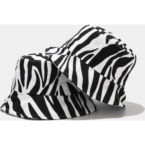2020 Zebra Stripes Bucket Hat Summer Women Man Cotton Cap Girls Outdoor Fashion Beach Bob Sun Man Panama Hat