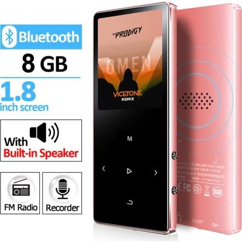 ICEICE MP3 Music Player Bluetooth and Built-in Speaker 1.8'' Screen Touch keys Hi Fi MP 3 Player Portable Metal Walkman 8G 16G