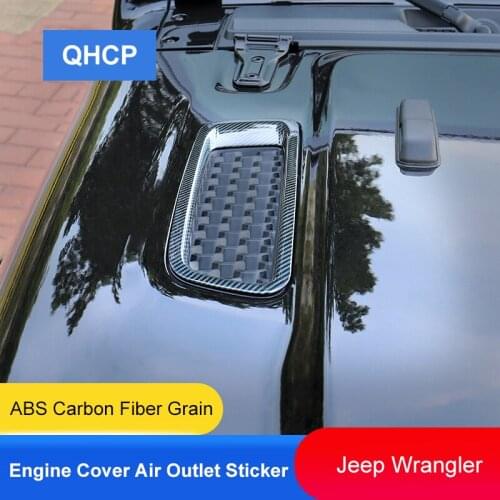 QHCP Car Engine Air Outlet Frame Covers Trim Front Bonnet Vents Hood Air Vent Decoration Sticker Fit For Jeep Wrangler 2018-2021