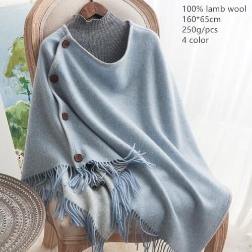 Naizaiga 100% wool Pure wool shawl cape scarf female thick warmth popular double-sided tassel poncho , JY120
