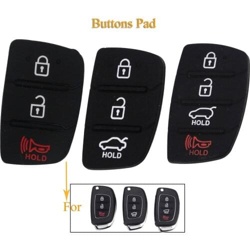 Kutery 10pcs/lot 3/4 Buttons Silicone Car Key Cover Case Rubber Padbutton For Hyundai I30 i35 iX20 Solaris Verna