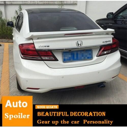 For Honda City Spoiler Sport ABS Material Car Rear Wing Primer Color Trunk Rear Spoiler Screw Fit For City 2012 2013 2014 2015