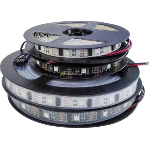DC5V WS2801 32LED/M 160LEDs, 32 WS2801IC/M, 5M 5050 SMD Non-waterproof WS2801 LED Strip 12mm Black PCB Individually Addressable