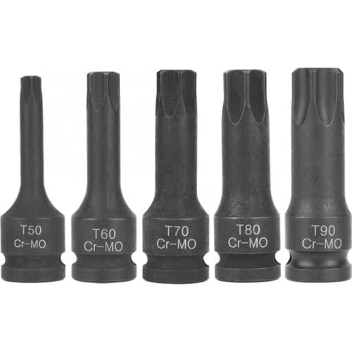 1Pcs T50/T60/T70/T80/T90 1/2in Hex Screwdriver Socket Adaptor Star Head Drive Air Impact Wrench Bit Socket Auto Car Repair Tools