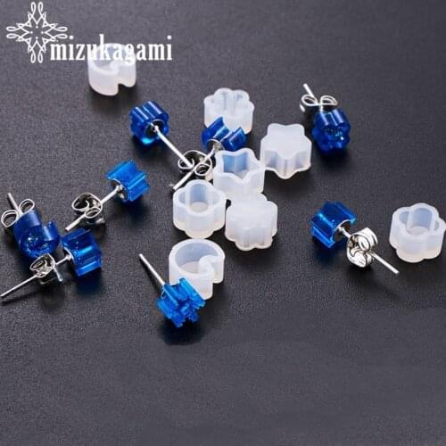 UV Resin Jewelry Liquid Silicone Mold Star Moon Snowflake Beads Stud Earrings Resin Molds 2pcs For DIY Stud Earrings Making Mold