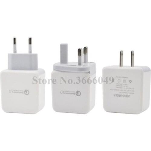 50pcs QC3.0 USB Charger EU US Quick Charge Portable Fast Charger For iphone X 8 7 6 EU AU Charger For All Smartphone