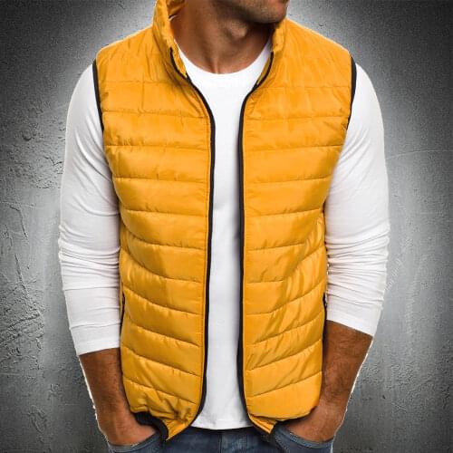 Mens Vest Jacket Sleeveless Jacket Men Stand Collar Solid Color Waistcoat Men Padded Jacket Lightweight Outwear Men Clothing