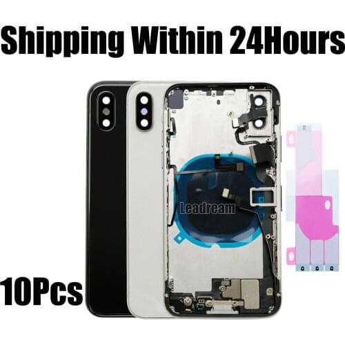 10Pcs Full Back Housing cover For iPhone X XS Max XR Battery Cover Rear Door with Chassis Frame Small parts Flex Cable Assembly