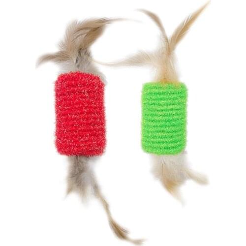 2PCS Fake Feather Cat Toy Interactive Cat Ball Toy Cat Playing Toy for Christmas