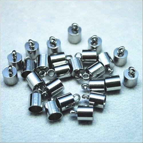 20pcs stainless steel beads caps metal caps size 6x5mm 5 inner size silver color for rope making jewelry necklaces