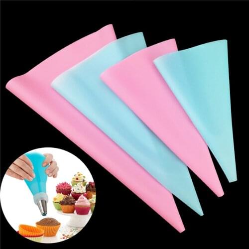 4pcs/pack Confectionery Bag Silicone Icing Piping Cream Pastry Bag Nozzle DIY Cake Decorating Baking Decorating Tools Dropship