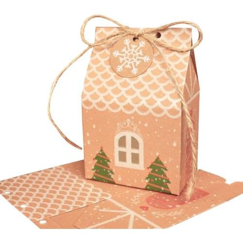5sets Cute House Shape Paper Storage Box Merry Christmas Kaft Paper Gift Box Decoration Office Stationery Desk Accessories