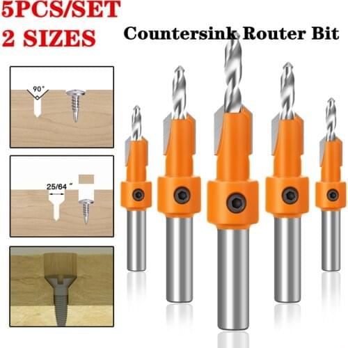 5pcs Flute Countersink Drill Bits countersunk head drilling Bit Set 2 Tips Woodworking drill 2.8,3,3.2,3.5,4mm