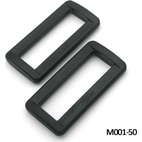 50pcs 50mm 2inch black adjustable buckles plastic slider buckle square ring backpack webbing straps M001-50